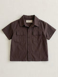 Chocolate Brown Cotton Boys Cargo Shirt