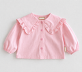 Long Sleeve Wide Collared Pink Shirt