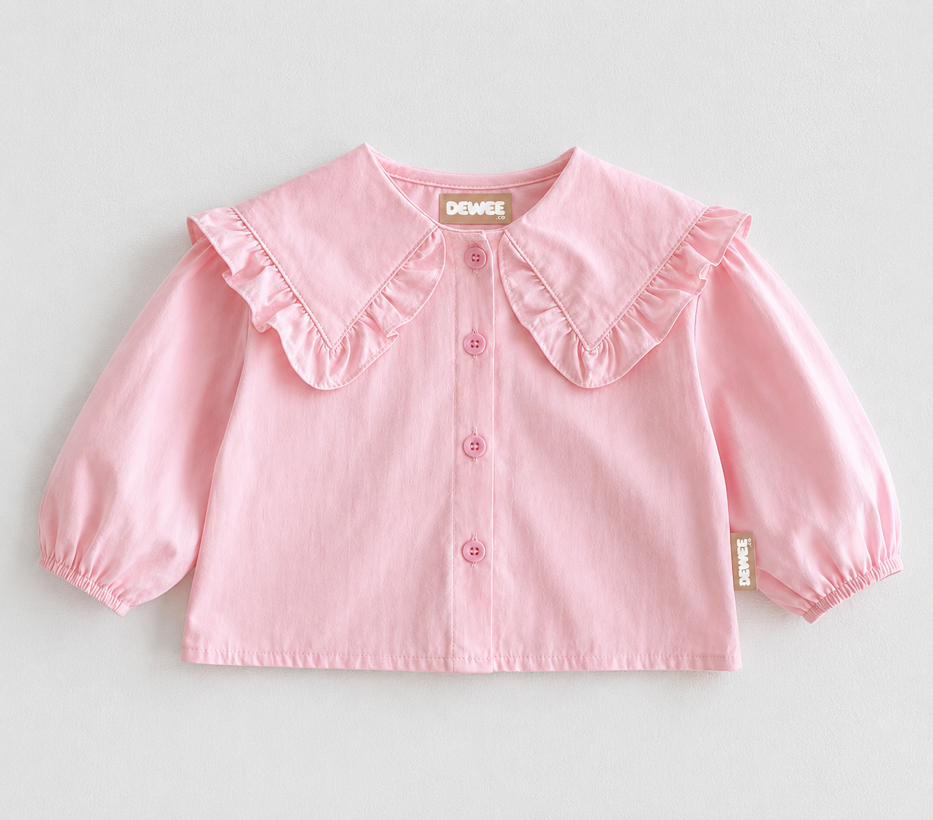 Long Sleeve Wide Collared Pink Shirt